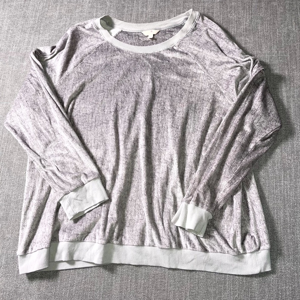 Secret Treasures Pajama Top Womens 3X (22W-24W) Gray Raglan Sleeve Sleep Wear